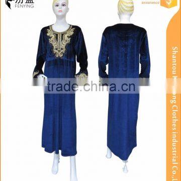 2016 Latest Fashion Thick Embroidery Full Sleeves Maxi Dress With Hot Drilling