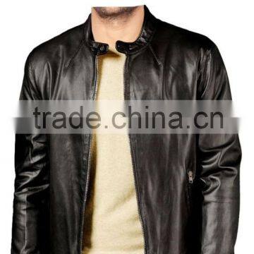 VOGUISH SNAP CLOSURED LEATHER BIKER JACKET FOR MEN