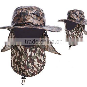 Fishing Waterproof Material Face Mask and Neck Shade Wide Brim Custom Camo Bucket Hat photo-6