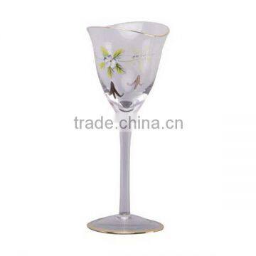 Wine Glass with Gold Rim and Hand Painting