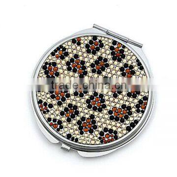 Rhinestone leopard print pocket mirror cosmetic mirror compact mirror