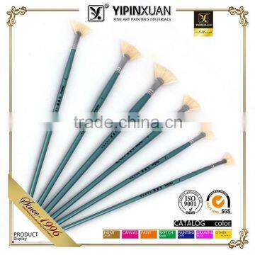 In Stock Hog Hair Fan Shape Artist Paint Brushes Wholesale