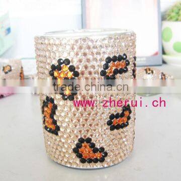 fashion bling rhinestone plastic pen holder for office supplies