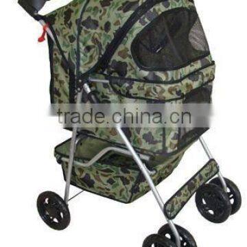 New Camouflage 4 Wheels Pet Dog Cat Stroller Carrier w/RainCover