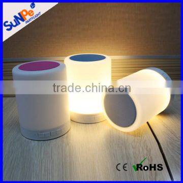 Bluetooth Speaker Lamp: 2016 LED Portable Bamboo Cylinder Bluetooth Speaker with Light