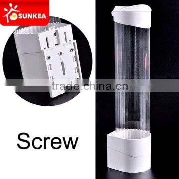 White plastic disposable cup dispenser