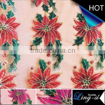 Polyester Crystal Organza Floral Printed Fabric Design 226