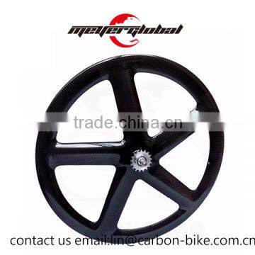 MeyerGlobal 700C carbon 5 spoke fixie track rear wheels clincher for sale