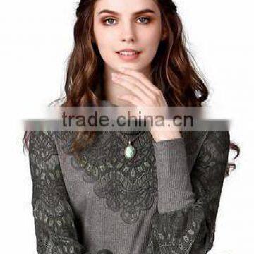 Lace stitching sweater