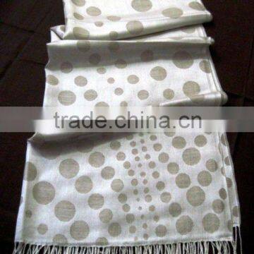 70 silk 30 pashmina scarf with polka design