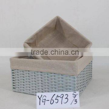 light blue s/3 recotangular grey liningstorage basket