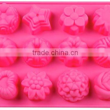 eco-friendly feature cake tools 12 holes silicone flower shape cake mold