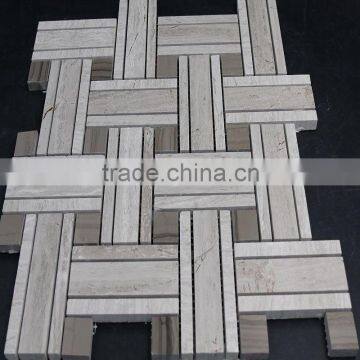 white wood marble mosaic tile for sale