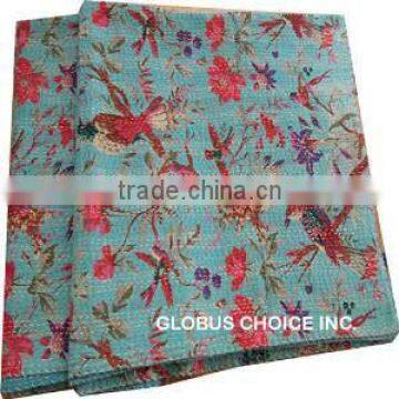 Indian Handmade Quilt Queen Kantha Bedspread Throw Cotton Blanket Ralli Gudari