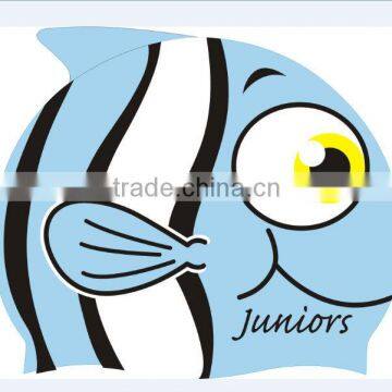 Hot sell swim cap with funny fish carton design