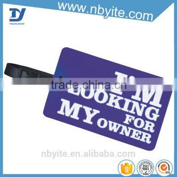 Travel items soft PVC luggage tag wholesale, hang tag for promotion gift