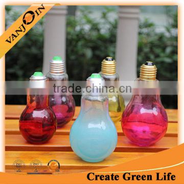 Medium Light Bulb Shaped Glass Bottle Brass Screw Cap Jar