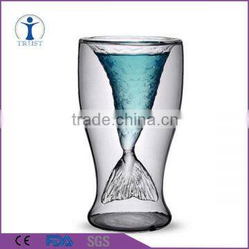 Hot-sale cheap magical fish shaped beer glass cup