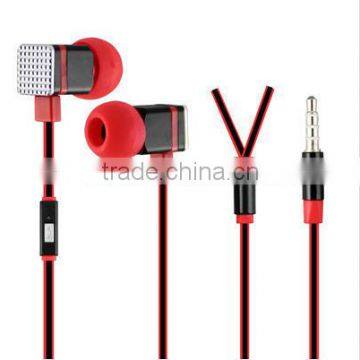 fflat cable metallic earphone wtih mic or mobile accessories