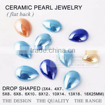 wholesale flat back pearl drop ceramics pearl beads & crystal rhinestone garment accessory unfading