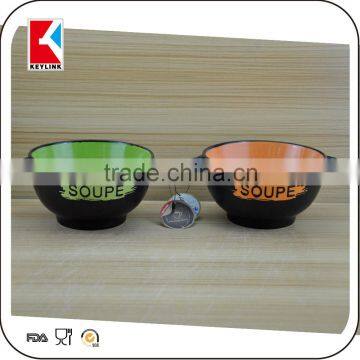 black matt finished with two handle ceramic salad bowl,ceramic soup bowl wholesale,ceramic bowl