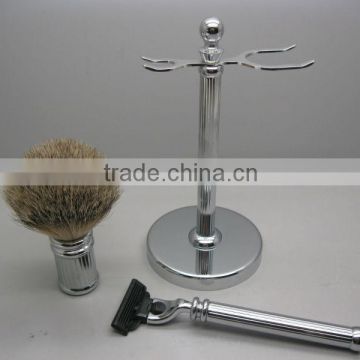 metal stand badger shaving brush shaving kits with razor and bowl