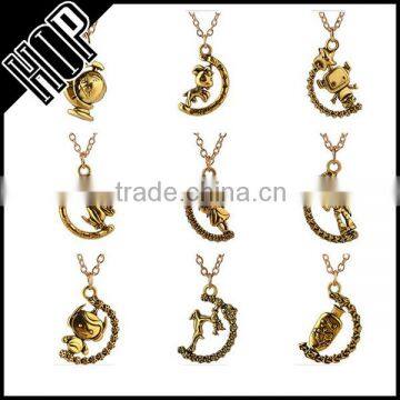 Best selling fashion antique gold plated metal animal spindle pendant