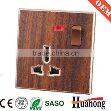 Double 13A Multi Function Grain of Wood Wall Socket With Switch photo-6