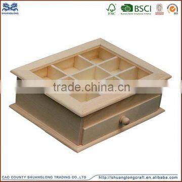Handmade Wooden Tea Bag Decorative Storage Set Boxes With Glass Lid photo-3
