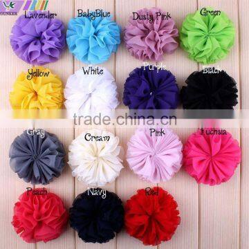 15COLORS,2.6INCH Mini Scalloped Chiffon Ballerina Twirl Flowers Shabby Chic,BULK Ballerina Flowers Hair Accessories,YDKM14