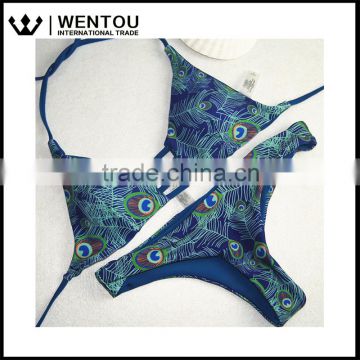 Wentou Sexy Women Push Up Top Printing Swimwear Bikini