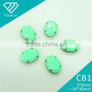 CB oval claw metal setting silver acrylic candy jewel rhinestones DIY fashion decoration craft fitting garment bags accessories