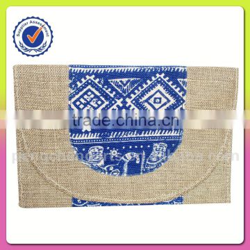 National envelope style women hand bag and polyester with jute clutch bags manufacturer for in china