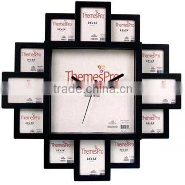 Plastic 12 photo picture frame clock