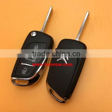 Original Citroen 3 button modified flip remote key blank key shell with VA2 307 Blade and battery place used for New DS remote