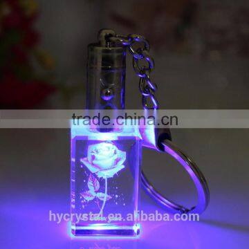 custom cheap clear crystal glass emoji led reflective keychain