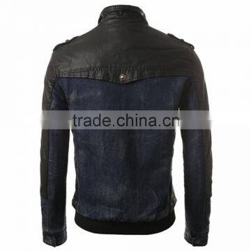 Custom Zipper Denim Jacket Leather Sleeves photo-2