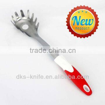 TSY004-SPS Stainless Steel Spaghetti Server with White PP and Red TPR handle Kitchen Tool
