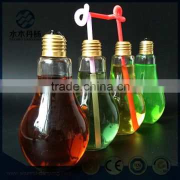 300ml light bulb drinking bottle beverage bottle with metal cap