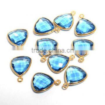 The Gopali Jewellers Blue Topaz Hydro Gemstone connectors Vermeil Gold Material natural stone Connector