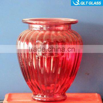 empty high quality glass candle holder customized glass bottle candlestick/ red glass storage jar