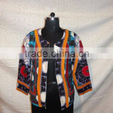 vintage waistcoat made of old textile suzani work