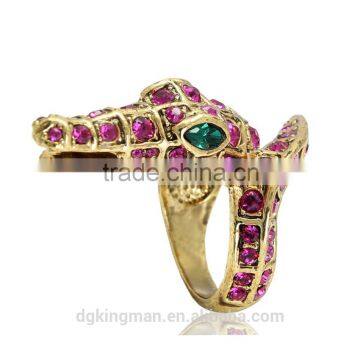 Fashion jewelry design Kingman snake shaped crystal rings