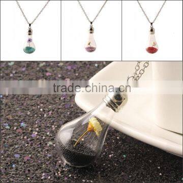 2016 Glass Dried Flower Chain Pendant Wish Bottle Necklace For Women Jewellery Wedding photo-4