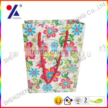 paper shopping bag/colorful surface bag/flower shape bag/paper handbag