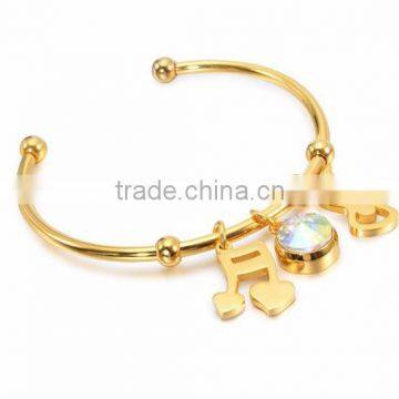 Fashionable design gold Bracelet bangle Stainless steel Bangle fashion music and guitar charm bracelet bangle Jewelry MXBR80018