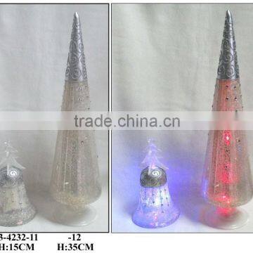 Hand Painted Silver LED Light Christmas Tree With Diamonds