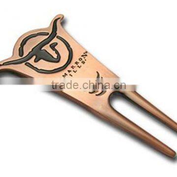 Metal golf pitchfix divot repair tool with detachable personlised marker