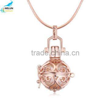 Fashionable white K hollow out box essential oil diffuser necklace