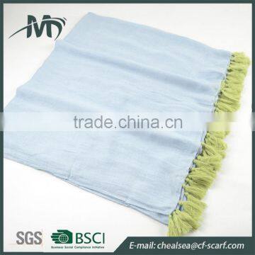 100% Viscose Lady Scarf Women Contrast Color Tassels Lace Scarf photo-3